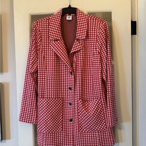 CAbi Red and White Houndstooth Blazer